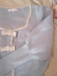 Blue Krache Bow Cardigan