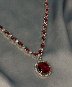 Ruby American Diamond Jewellery Set