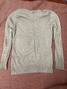 Beige Knit Sweater with Pearl Details