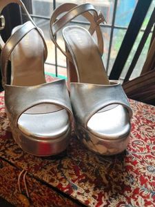 Silver Block Heels