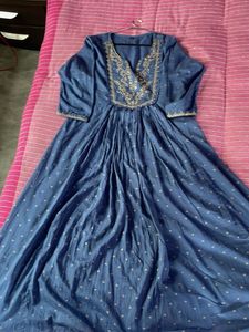 Elegant Blue Embroidered Anarkali Suit Set