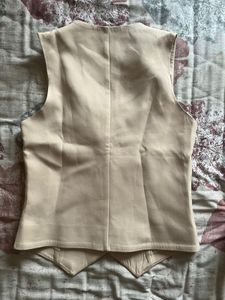 Trendy Beige Button-Down Vest
