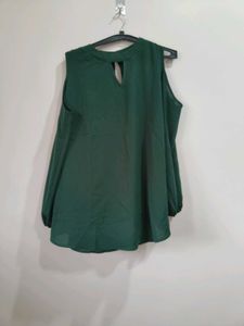Green Cold Shoulder Top