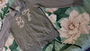 Gray Floral '87' Zip-Up Jacket