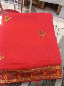 Red Embroidered Saree