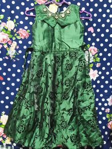 Emerald Green Floral Party Dress