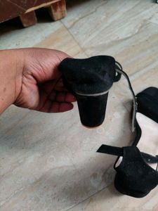 Black Ankle Strap Flats