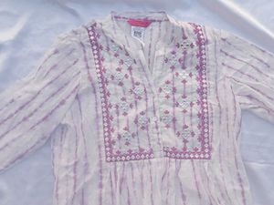 Striped Embroidered Tunic Top