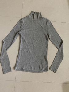 Gray Turtleneck Top