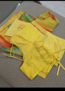 Yellow Georgette Saree With Blouse Peticoat