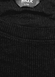 Women Ribbed Full Sleeves T-shirt - black