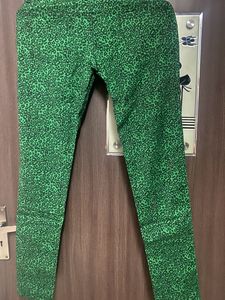Tiger Print Green Denim Jeans