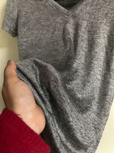 Gray V-Neck Tee with Straps