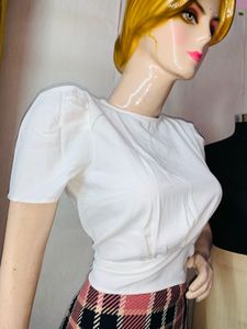 Chic White Top with Puff Sleeves