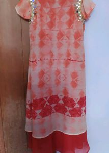 Orange Tie-Dye Dress with Mirror Detail