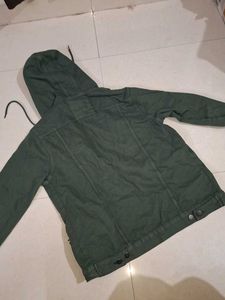 Wrogn Green Hooded Denim Jacket