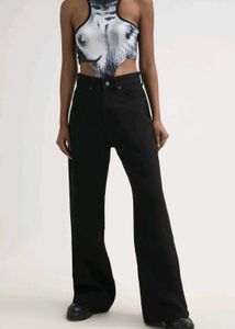 Wide Leg, High Rise Black Pants, NewMe,