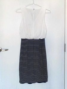 white w/ navy blue stripe pencil skirt Dress