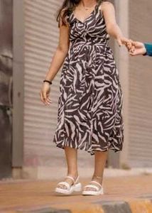Zebra Print Midi Dress