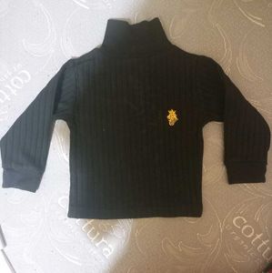 Black Unisex Kids Polo Tshirt