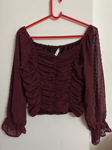 Burgundy Long Sleeve Top