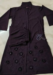 Beautiful Dark Purple Georgette Dress With Pent