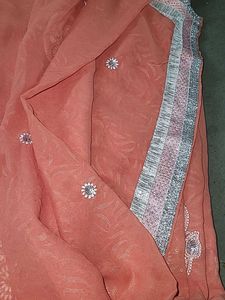 Elegant Peach Saree