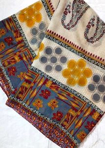Multicolor designer Saree With Red Blouse