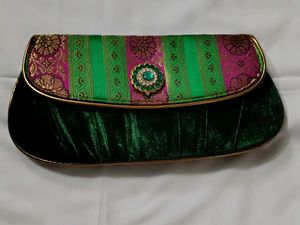 New Brand Banarsi And Velvet Touch Hand Clutch