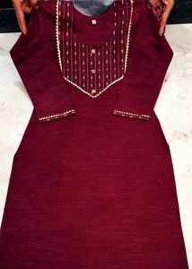 Maroon Embroidered Kurta Set