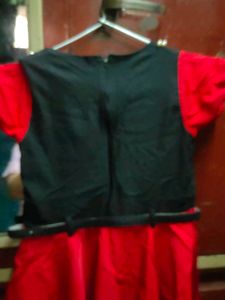 Red &amp; Black Pearl Embellished Belted Dress
