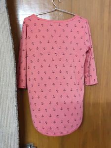 Coral Colour Top With 3/4 Sleeves