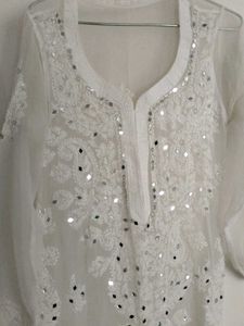White Embroidered Kurta With Free Cotto Inner Wear