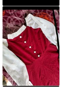 Korean One Piece Midi Dress Maroon