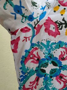 Floral Print Dress with Lace Trim