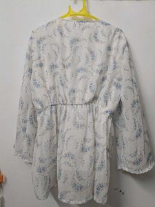 White Floral Print Top