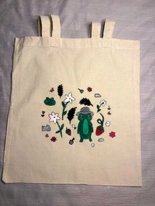 Cute  Handstitched Frog Tote Bag