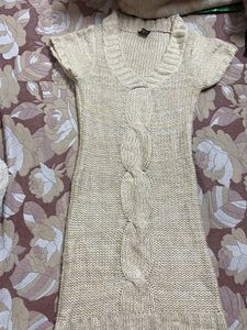 Cream Knit Mini Sweater Dress