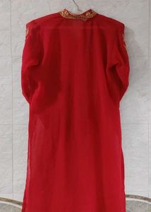 Red &amp; Gold Embroidered Kurti