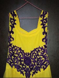 Yellow &amp; Purple Ethnic Gown
