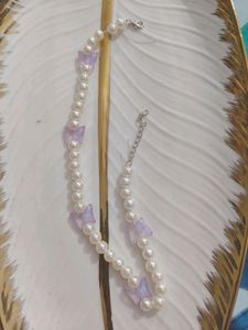 Aesthetic Butterfly Pearl Necklace