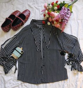 Striped Blouse with Unique Sleeves