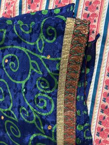 Blue Crepe Saree