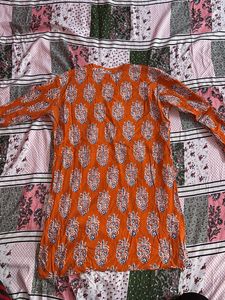 Orange Printed Kurta