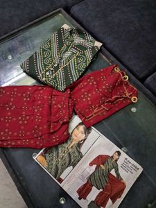 Green Bandhani Kurta Set L Size