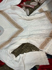 White Embroidered Bell Sleeve Top