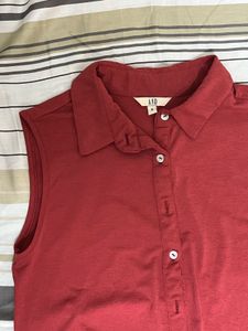 AND Red Sleeveless Tie-Front Top