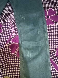 Distressed High-Waisted Denim Leggings