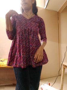 Pure Bandhani Cotton Trending Kurti