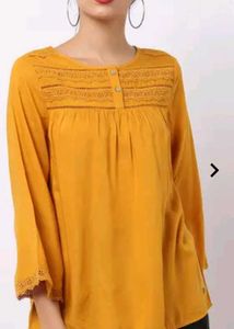 Mustard Embroidered Top
